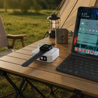 Batterie externe multifonctionnelle de voyage 10000mAh avec prise AC intégrée, charge rapide PD20W, câble double L C intégré, chargeur sans fil 15W
