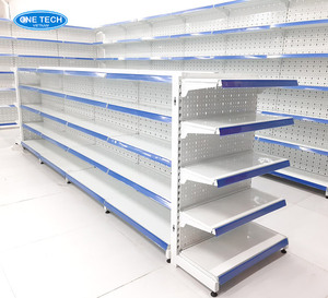 Iron Customization Perforated back supermarket shelving/ gondola shelving Gondola Supermarket Rack Fixed Back Rectangular - Product Image 3