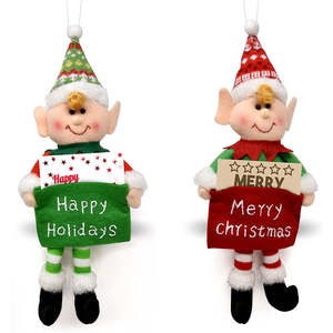 Plüsch-Weihnachtselfen-Set mit Jungen- und Mädchen-Elf, Stofftier mit biegsamen Armen und Beinen, lustige Weihnachtsdekoration - Product Image 3