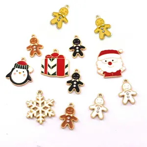 Christmas series gold plated romantic party cute festival diy necklace earring pendants custom enamel charm