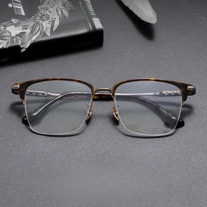 Monture de lunettes large effet écaille de tortue, semi-cerclée, pour myopie - Product Image 1