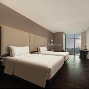 Commercial Hotel Room Furniture Standard Wood <b>Queen</b> <b>Bed</b> <b>Frame</b> with Oversized Upholstered Headboard for 3 Star Hotel Bedroom Sets - Product Image 5