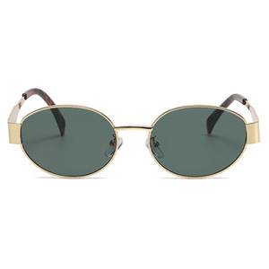 Custom Logo Designer Unisex Retro HD Lenses Trendy <strong>Sunglasses</strong> Fashion Vintage Gold Oval Metal Frame Luxury <strong>Sunglasses</strong> Men Women - Product Image 3