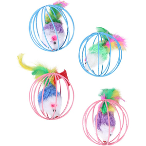Colorful <b>Cat</b> Toys Wire <b>Cages</b> with Feathers Sustainable PP Material for <b>Cats</b>' Self-Entertainment and Hi Toys - Product Image 1
