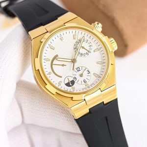 Nuevo Reloj de Moda 2026, Resistente al Agua 50M, Caja Dorada, Esfera Blanca, Correa de Goma Negra, Automático, Doble Hora, Indicador de Día y Noche - Product Image 1