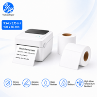 Roll Label Thermal 100x80mm Lapisan Atas Berlapis Langsung, Perekat Sendiri untuk Barcode Gudang Pabrik Langsung