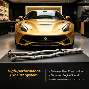 Collecteur d'échappement direct et tube intermédiaire en X pour Ferrari F12 Berlinetta 6.3L <span class=keywords><strong>V12</strong></span> 2013+ en acier inoxydable SS304 – Amélioration de puissance pour échappement automobile - Product Image 1