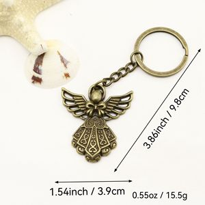 Portachiavi Angelo Custode in Filigrana, Lega di Zinco, Argento Anticato, Bronzo, Ciondolo con Ali per Battesimo, Ricordo per Madrina - Product Image 2