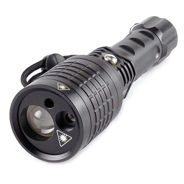 Green Red Laser Pointer LED Flashlight Adjustable Focus 2 in 1 Signal LED Torch