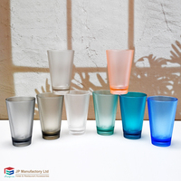 Gobelet à milkshake en plastique gris bleu avec bord côtelé, 470 ml, en acrylique SAN PC Tritan