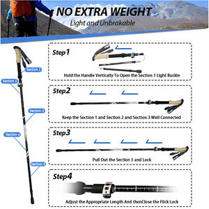 Bastones de Senderismo Plegables al por Mayor, Logotipo Personalizado OEM, <span class=keywords><strong>Precio</strong></span> de Fábrica, Proveedor de Bastones de Trekking - Product Image 4