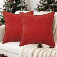 Housse de coussin en velours de Chenille bleu, coussin décoratif de ferme avec bords sur mesure, 1 pièce