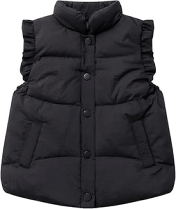 Gilet Casual Traspirante Antivento Impermeabile per Bambine BKD con Maniche a Volant e Bottoni, Giacca Autunno Inverno 2-8 Anni - Product Image 4