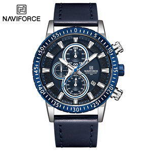 NAVIFORCE-reloj de cuarzo NF8003 para niño, cronógrafo deportivo de negocios con correa de cuero genuino, resistente al agua - Product Image 3