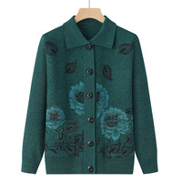Ventes chaudes, veste en tricot jacquard pour femmes, classique pour les femmes âgées, cardigan ample pour grand-mère, cardigan en tricot pour femmes