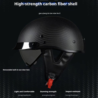 Casque de moto rétro en fibre de carbone de gros de l'usine AD avec doublure confortable, lunettes de protection, casque personnalisé