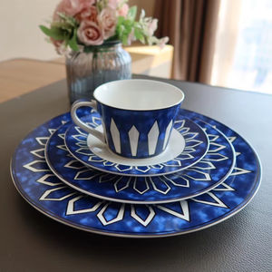 Juego de Vajilla de Porcelana de Lujo Estilo Occidental, 4 Piezas, Color Azul, Platos de Cerámica para Decoración del Hogar - Product Image 1