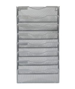 Metal 8 Pockets Office Hanging Magazine Rack Mesh Wall <b>File</b> Holder Organizer - Product Image 4