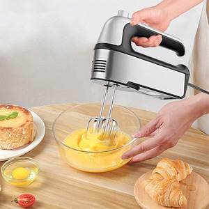 Batidora de huevos eléctrica plateada de acero inoxidable con diseño de cabezal inclinable para hornear, mezclar crema, masa y pasteles - Product Image 1