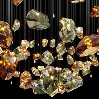 Lustre de plafond personnalisé en forme de noix de coco en cristal de luxe, style minimaliste nordique américain, pour hall d'hôtel, salles de banquet