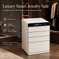 Coffre-fort pour objets de valeur avec empreinte digitale, mot de passe, clé, alarme Wi-Fi et organiseur de bijoux en cuir