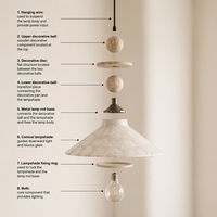 Lampe suspendue en travertin, forme conique, douille E27, lampe décorative pour salon, café