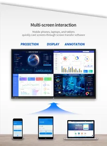 Tableau blanc interactif multi-touch à écran plat, tout en un, tableau blanc intelligent d'enseignement