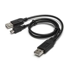 Cantell High Quality 2 in 1 cable USB 2.0 A Male to USB2.0 Male mini 5p Charging Data Cable