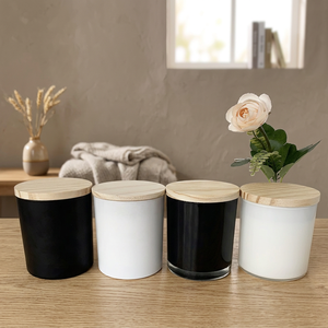 Meilleurs pots à bougies en verre écologiques résistants à la chaleur pour Noël, avec couvercles en bambou, récipients cylindriques vides réutilisables pour la décoration intérieure - Product Image 3