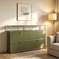 Meuble TV moderne en métal, combinaison modulaire, buffet de présentation en acier inoxydable avec panneau coloré pour salon domestique