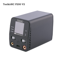 Fuente de Alimentación Mini Ajustable ToolkitRC P200 V2 200W 30V 10A GaN, Entrada AC/DC, USB-C PD65W, Pantalla IPS para Batería de Dron RC FPV