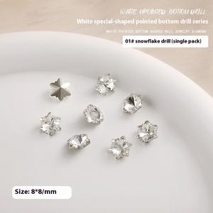 Atacado Nail Art Jóias Super Flash Big Crooked Coração AX Gota De Água Gordura Praça Borboleta Diamante Branco Strass - Product Image 6