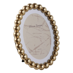 Maison Illuminare Oval Picture <b>Frame</b> 5x7 In Beaded <b>Gold</b> Metal Wall Tabletop Decor - Product Image 2