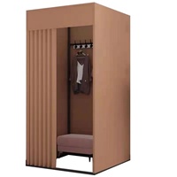 1688 Clothes Shop Rideau de cabine d'essayage mobile réglable en bois et tissu, style moderne et luxueux, pour centre commercial, hôtel, appartement, chambre