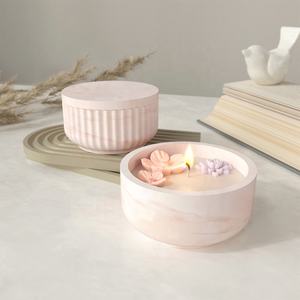 แม่พิมพ์ซิลิโคนพร้อมฝาปิดสำหรับตกแต่งบ้านถ้วยขี้ผึ้งทำจากยางเรซิน DM981ลายทางทรงกลม - Product Image 4