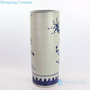 RZKT09-D <span class=keywords><strong>Portaombrelli</strong></span> in <span class=keywords><strong>Ceramica</strong></span> con Design Floreale Blu e Bianco e Motivo di Uccelli - Product Image 2