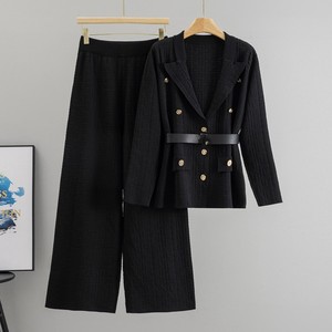 Conjunto <span class=keywords><strong>de</strong></span> Blazer <span class=keywords><strong>de</strong></span> Punto <span class=keywords><strong>de</strong></span> Manga Larga con Estampado Sólido Elegante <span class=keywords><strong>para</strong></span> <span class=keywords><strong>Mujer</strong></span> <span class=keywords><strong>y</strong></span> Pantalones Holgados, Conjunto <span class=keywords><strong>de</strong></span> Pantalones <span class=keywords><strong>de</strong></span> Punto Otoño Invierno 2025, Estilo Casual - Product Image 3