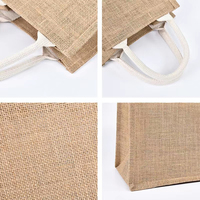 Sac fourre-tout en jute tissé dense 60x60, 36x19x32cm, format A4, écologique, avec poignées, sac d'épicerie réutilisable, personnalisable OEM, vente en gros