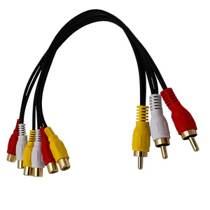 สาย AV 3 ชาย ต่อ 6 หญิง ขั้วต่อ RCA ชุบทองสำหรับเครื่องเล่นดีวีดี การเชื่อมต่อทีวี - Product Image 1