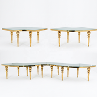 Table en verre en forme de S pour salle de réception de fête dorée