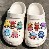 Breloques florales pour sabots en forme de robot, boucles détachables DIY en PVC souple, accessoires de chaussures unisexes, modèle Serene Joy A2-28