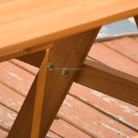 Ensemble table et bancs de pique-nique contemporains en bois massif de sapin chinois Tosen - Meubles d'extérieur résistants aux intempéries avec bancs intégrés