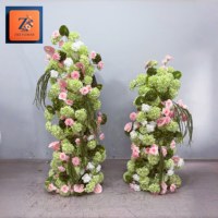 Statue d'ours romantique vert et rose à fleurs, arrangement d'ours en fleurs artificielles haut de gamme pour photomaton de mariage et décoration d'événements