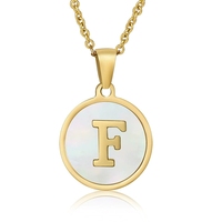 Collar de Moda con Letra, Joyería de Acero Inoxidable, Gargantilla con Inicial de Acero Inoxidable, Collares con Nombre de Letra en Concha para Mujer
