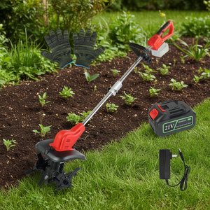 Cultivateur de jardin électrique sans fil 21V, batterie 4000mAh, largeur 9 pouces, profondeur 4 lames, dents en acier, outil pour l'aération du sol - Product Image 2