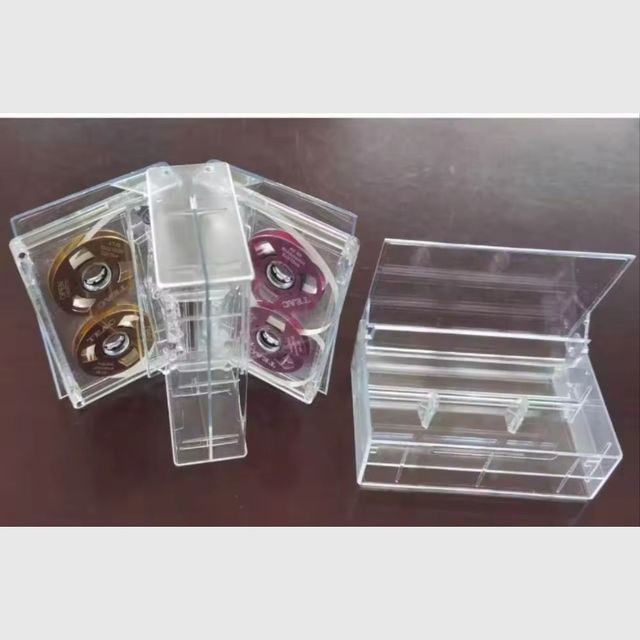 Custom Full Clear PS Plastic Double Sided Cassette Tape Storage Box 110x70x35MM 360 View Vintage Audio Display Decor Case