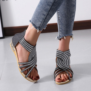 Nuovi <span class=keywords><strong>Sandali</strong></span> Estivi da <span class=keywords><strong>Donna</strong></span> con Cinturino alla Caviglia, Taglie Grandi, Scarpe da Passeggio Casual con Strass e <span class=keywords><strong>Tacco</strong></span> <span class=keywords><strong>Basso</strong></span> a Zeppa - Product Image 6