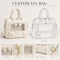 Sac à main Ita personnalisé blanc en dentelle Lolita avec fenêtre transparente en PVC, sac à bandoulière ivoire, fabrication d'échantillons sur mesure selon votre dessin