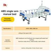 Lit médical manuel à manivelle unique RA Hha-A13 avec barrières de sécurité, dossier réglable et roulettes
