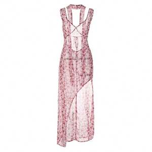 2024 conception été femmes vêtements Floral femmes <span class=keywords><strong>robe</strong></span> sangle sangle col en V à volants fente dames <span class=keywords><strong>robe</strong></span> Midi pour adolescentes - Product Image 3